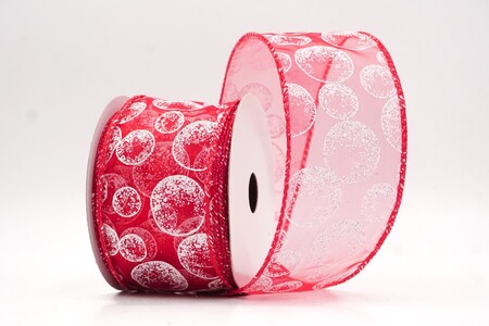 Red Glitter Ornament Orb Wired Ribbon_KW0457GC-7-7